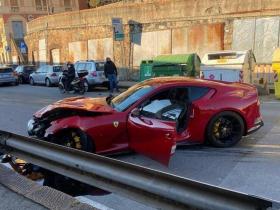 倒霉！热那亚门将开法拉利去洗车，店员驾车不慎将其爱车撞毁
